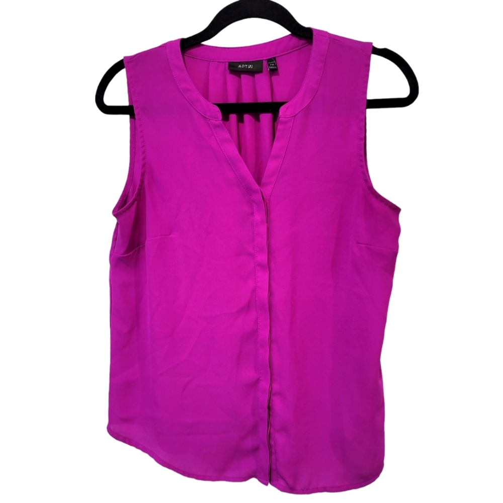 APT 9 Women Sleeveless Top Pink Medium Petite Sheer